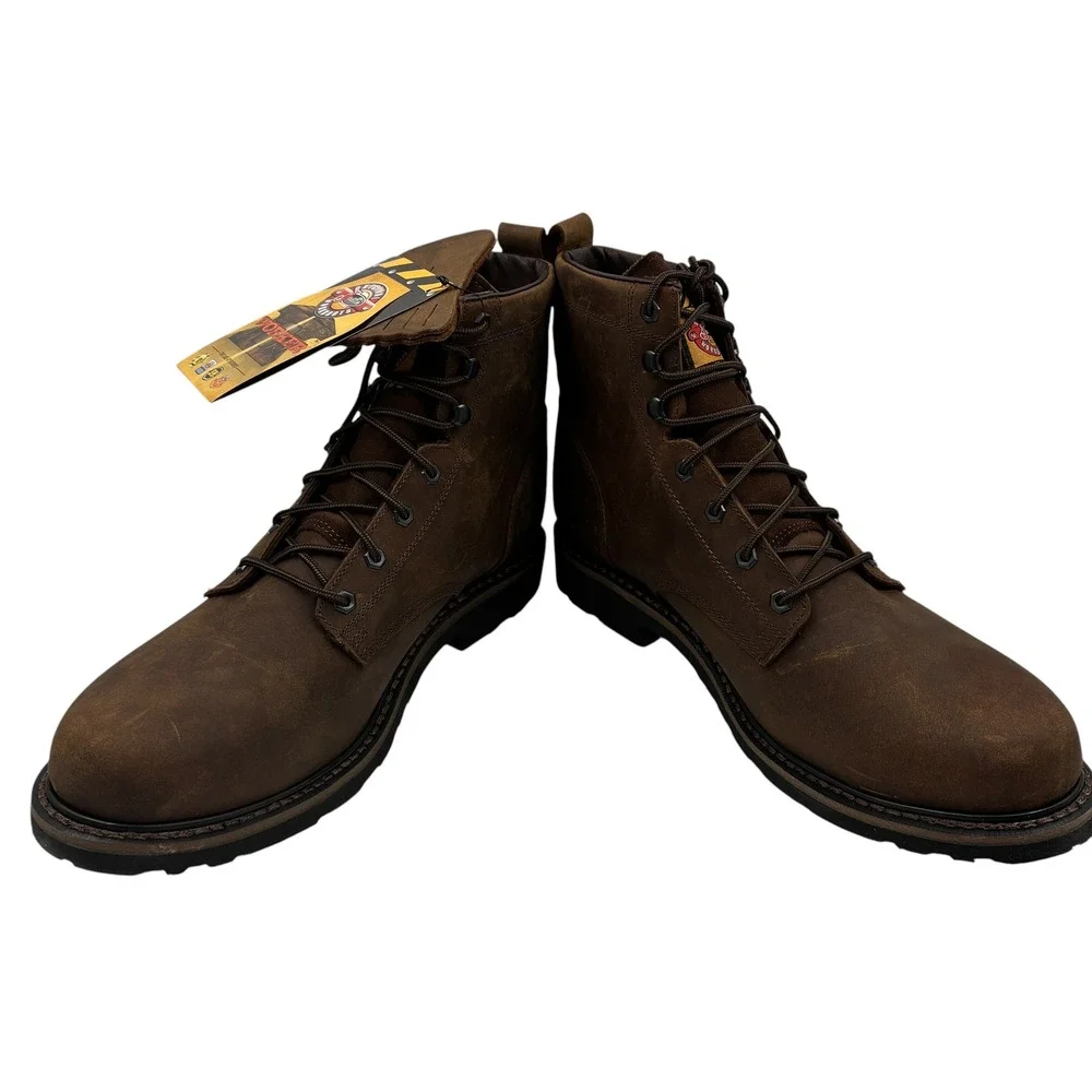 Justin Original Workboots WK969 Men 14EE Brown Leather Steel Toe Waterproof Boot